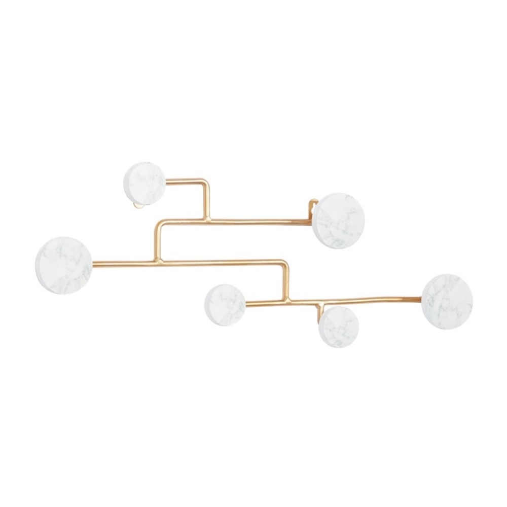 Wall Hook for Coats & Bags or Towels (set of 2) - Marble pattern and gold